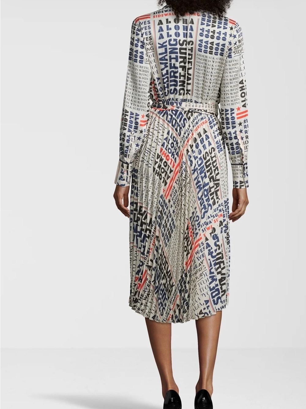 Scotch & Soda Cream Script Print Wrap Dress with Navy & Red Accents - Picture 4 of 4